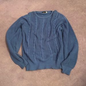 Boundary Waters xl 100% cotton blue cable knit sweater crew neck